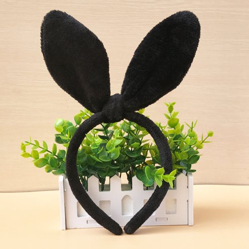 Mookiraer Bunny Ears Headband for Women Girls Daily Wearing,Christmas Easter Rabbit Ear Hair Band for Party Cosplay (Black)