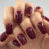 GLAMERMAID Dark Red Press on Nails Medium Square, Christmas Burgundy False Nails with Glue, Pure 24 Pcs Glue on Nails Reusable Glossy Fake Nails Acrylic Stick on Nails Manicure Kits for Women Girls