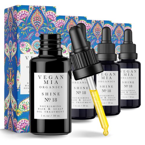 Vegan Mia USDA Organic Rosemary Oil for Hair Growth with Castor Oil & Jojoba Oil - Scalp Treatment & Intense Nourishment to Get Healthier, Thicker & Shiny Hair Naturally, 1 fl oz (Pack of 4)