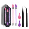Rhinestone Picker Tool,2 Pcs Rhinestones Diamond Painting Dotting Pen,Rhinestone Tool,Gem Picker Tool,Manicure Nail Art DIY Decoration Tool,Wax Pencil for Rhinestones (Purple and Pink)