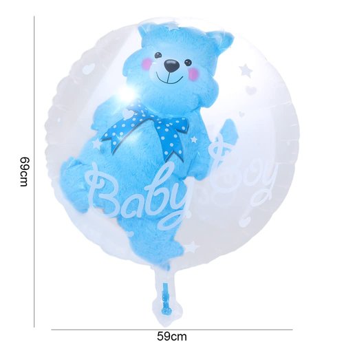 Vctitil 10 Pcs 24 inch Balloons 4D Bear Double Bubble Balloons Blue Pink Foil Balloons for Baby Shower,Gender Reveal,Kids Birthday Party Supplies