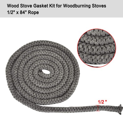 Stanbroil Wood Stove Gasket, 1/2" x 84" Graphite Impregnated Fiberglass Rope Seal and High-Temperature Cement Gasket Kit Replacement for Wood Stoves Door