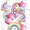 Unicorn Balloons Unicorn Birthday Party Decorations for Girls Foil Balloons Set Macaron and Rainbow Balloon Wedding Baby Shower Party Supplie (number 6)