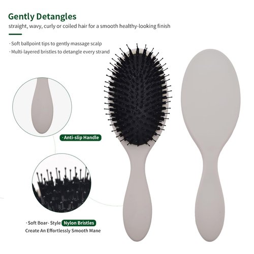 JDY Hair Brush, Synthetic Nylon Boar Bristle Hair Brushes for Women Kids Thick Curly Wet Dry Hair, Smoothing Detangling Hairbrush, Anti-Static Hair Comb Wide Tooth Comb For Family
