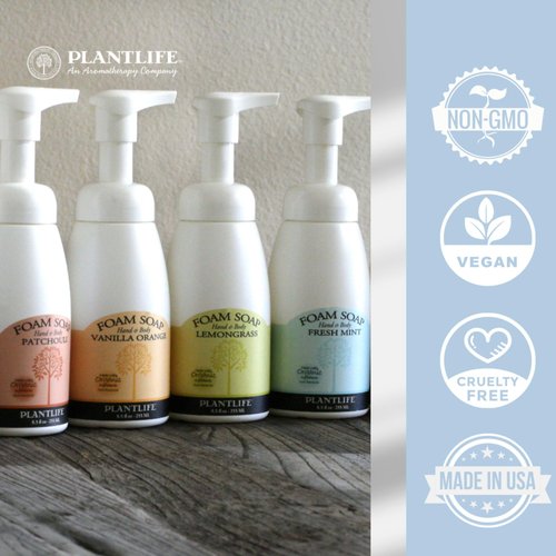 Plantlife Vanilla Orange Foam Soap Value Set - Gentle, Moisturizing, Plant-Based Foam Soap for All Skin Types - Ideal for use as a Hand & Body wash, Shaving Cream, and Foaming Fun for Kids 8.5-16 oz