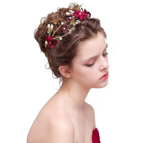 Salliy Wedding Hair Comb Silver Leaf Bridal Hair Piece Silver Rhinestone Hair Accessories for Women and Girls (D)