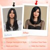 Side Bangs Hair Clip in Extensions, Hair Bangs in Off Fringe Hair Extension One Piece Clip on Front Bangs Hairpiece Forehead Topper, Clip in Fringe Wigs Synthetic for Girls Women, Fashion Black