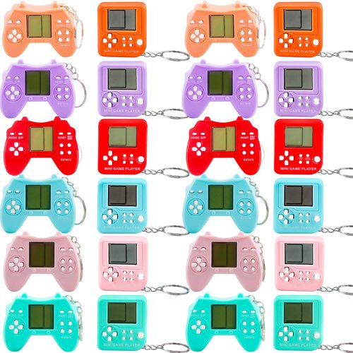 Haconba 24 Pack Mini Video Game Party Favors Small Video Game Keychain Game Console Keychain for ...
