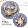 BARTOSI Gold Moon Star Hair Pins Rhinestone Bridal Hair Clips Pearl Bride Wedding Hair Accessories for Women and Girls (Pack of 4) (Gold)