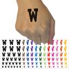 Letter W Uppercase Fun Bold Font Temporary Tattoo Water Resistant Fake Body Art Set Collection - Dark Green (One Sheet)