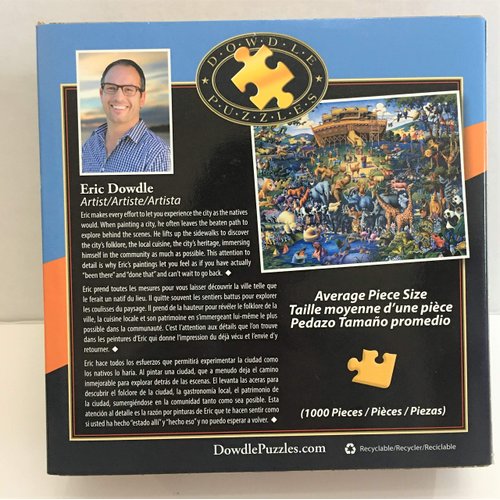 Dowdle Folk Art 1000 Piece Puzzle Noah's Ark 19-1/4"x26-5/8" Finished Sz Animals