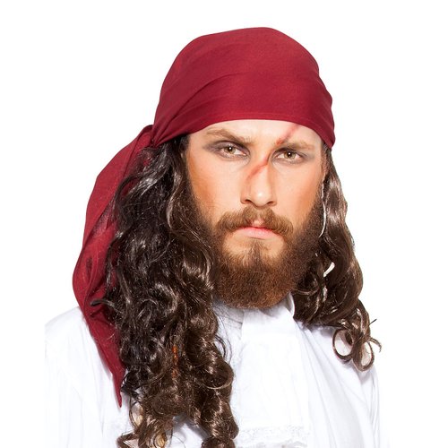 ThePirateDressing Halloween Pirate Medieval Renaissance Linen Triangle Bandana [Red]