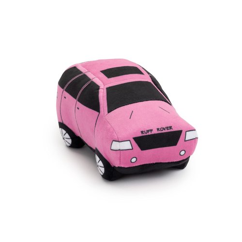 Bad Dog Ruff Rover Parody Plush Funny Cute Unique Squeaky Fun Dog Toy with Squeaker for Small Medium Breeds Designer Puppy Gifts Birthday Stuff Car Truck Pet Safe Materials (Pink)
