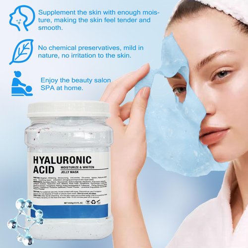 CarPerif Jelly Mask for Facials Professional Natural Gel Face Masks, Hyaluronic acid Hydrating Rubber Mask Jar Face Mask SkinCare 23 Fl Oz (Hyaluronic Acid)