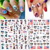Cute Nail Art Stickers 4Th of July Nail Decals Independence Day American Flag US Heart Star Nail Stickers 3D Self-Adhesive Cute Nail Decals Design for Women Girls Acrylic Nail Art Decoration