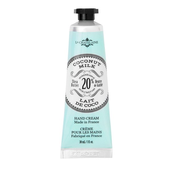 La Chatelaine 20% Shea Butter Hand Cream Travel Size, Organic Argan Oil, Moisturizing, Nourishing, Repairing, Extra-Rich Hand Lotion, Made in France, Paraben Free, 1 oz / 30ml (Coconut Milk)