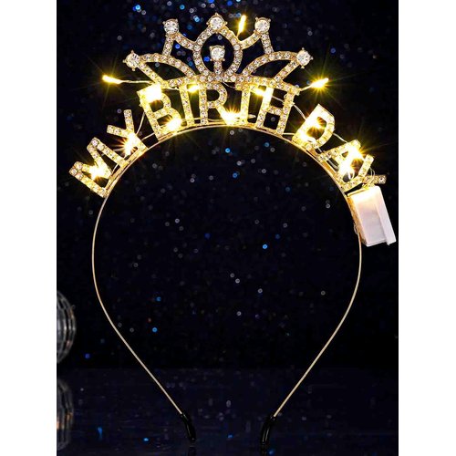 DRESBE Light Up Birthday Headband LED Rhinestone My Birthday Headbands Birthday Party Favors Hair...