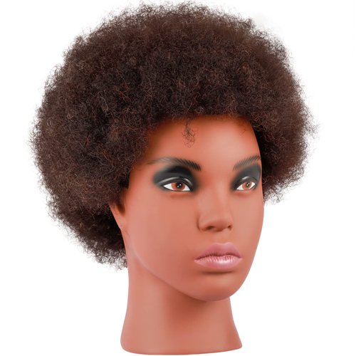 Kalyx African American Mannequin Head with 100% Human Hair Kinky Curly Hair Hairdresser Practice Styling Training Head Cosmetology Manikin Doll Head for Dye Cutting Braiding(137B)