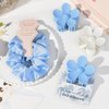 DEEKA 16 Pcs Bridesmaid Proposal Gifts Set Flower Hair Claw Clips with Floral Card & Satin Scrunchies Proposal Box Bridal Party Gift Bridesmaids Bachelorette Party Favors (White&Light Blue)