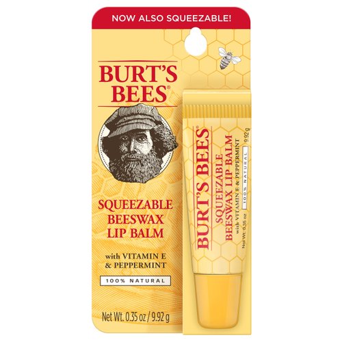 Burt's Bees 100% Natural Moisturizing Lip Balm Squeezable Tube, Original Beeswax with Vitamin E & Peppermint Oil - 6 Tubes
