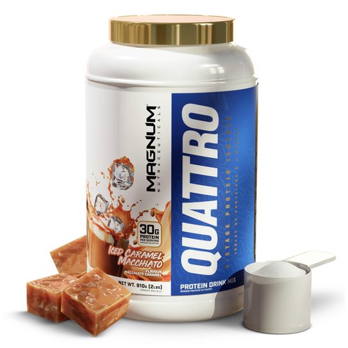 Magnum Nutraceuticals Quattro Whey Protein Powder, Iced Caramel Macchiato 2lb – Premium Protein Isolate Blend for Muscle Growth & Recovery