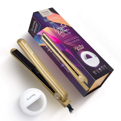 Glister - Limited Edition 1.25 inch Paradise After Dark Flat Iron with BONUS Selfie Ring - Champagne