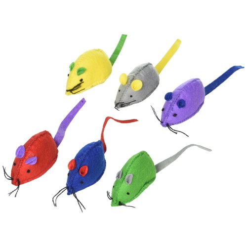 SPOT Felt Mice Catnip Toy | Soft, Colorful Multipack Interactive Cat Toy for Indoor Cats | Includes Catnip | 6 Pack in Assorted Colors