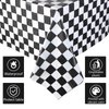 Tallew 6 Pcs Checkered Car Party Supplies Disposable Tablecloth Plastic Table Cover Black and White Checkered Race Table Runner for Racing Birthday Party Decor Favor Supplies (Black,White)