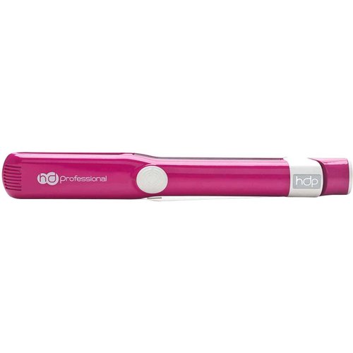 HD Professional 1.25" Advanced Ionic Tourmaline Hybrid Portable Hair Straightener, Gloss White (Fuchsia)
