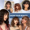 LOSMOEER Red Wig with Bangs Short Wavy Wigs for Women Shoulder Length Curly Bob Wigs Heat Resistant Synthetic Wigs for Halloween Cosplay Daily Party Use