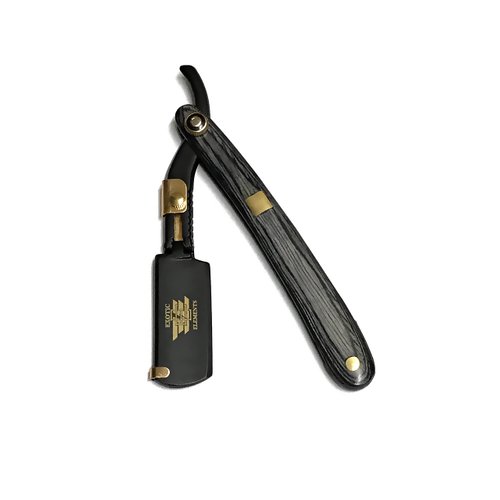 Black and Gold Straight Edge Hair Shaving Razor with Full Double Edge Blade Holder – Professional Barber Beauty Salon All Purpose Durable Shaving Razor – Cut Throat Folding Blade