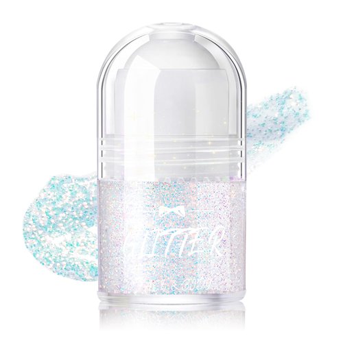 DAGEDA Roll-on Body Glitter Gel, Rave Accessories Face Glitter Makeup Body Shimmer, Sparkling, Holographic Fine Glitter Gel Rave Outfits for Women,01 Galaxy Blue