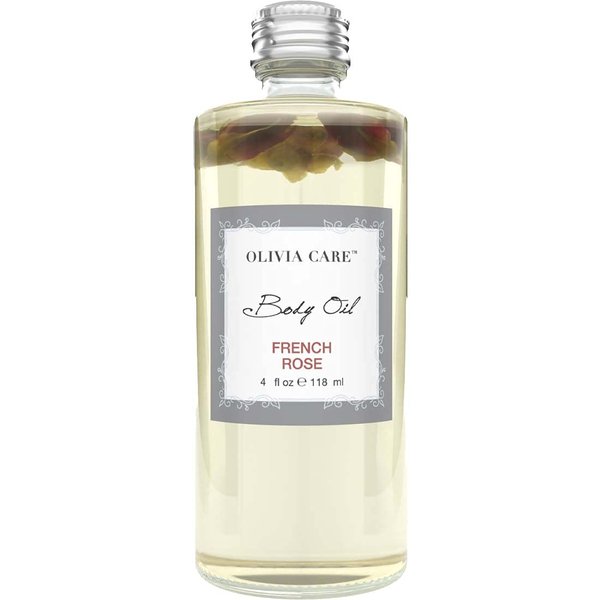 OLIVIA CARE Body Oil Vegan & Natural Perfume Oil For Women | Moisturizing After Bath Oil - Infused with VITAMIN E, K & Omega Fatty Acids - Reduce Dry Skin, (French Rose)