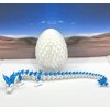 3D Printed Crystal Dragon with Dragon Egg, Full Articulated Dragon, White and Blue Crystal Dragon, Executive Desk Toy, Fidget Toys for Autism/ADHD D062WB