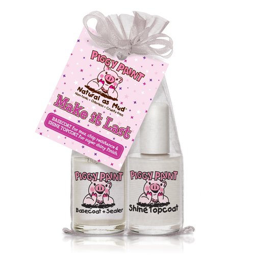 Piggy Paint | Girls Nail Polish | Cruelty-free, Vegan, & Low Odor for Kids | Make It Last (Basecoat + Shine Topcoat Set)