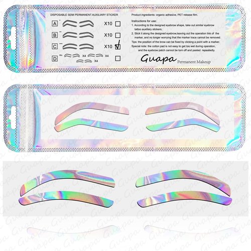 Airbrush Brows Shaping Guides Stickers, Rainbrow Eyebrow Tint Tape Stencils with High Arch/Medium Arch/Flat Brow Options (C-10Pairs per bag)