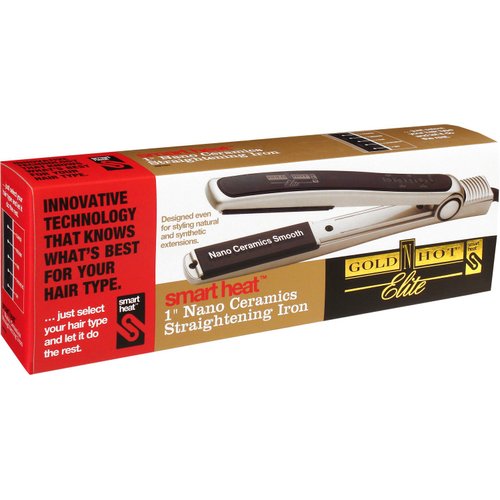 Gold N Hot Gh7001 Elite Nano Ceramics Straightening Iron with Smart Heat, 1-Inch