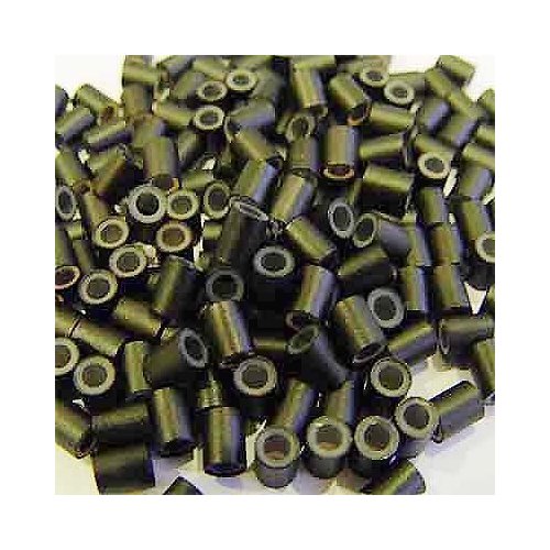 HAIR DE VILLE Silicone Lined Copper Micro Tube Rings Links Beads Linkies For I Tip Stick Glue Feather Hair Extensions (200 PCS 4mm, Black)