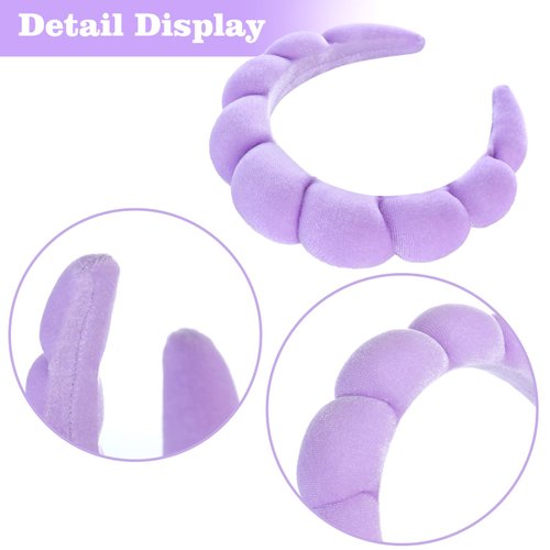 LOVNFC spa headband for washing face purpleset with 1 makeup headband & hair claw clips & 2 wrist band for women make up cute fluffy skincare headband christmas gift set for girls