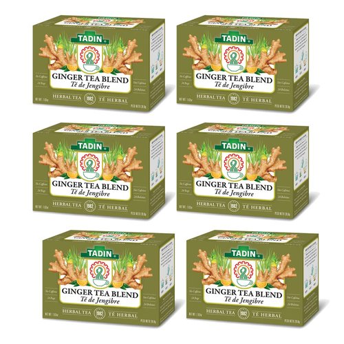 Tadin Ginger Herbal Tea Blend. Caffeine Free. 24 Tea Bags. 1.02 oz. Pack of 6
