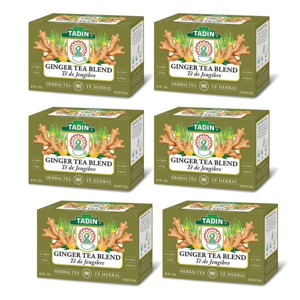 Tadin Ginger Herbal Tea Blend. Caffeine Free. 24 Tea Bags. 1.02 oz. Pack of 6