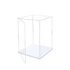 Clear Acrylic Display Case, Self-Assembly Acrylic Box with Transparent Side Door and White Thick Base, Dustproof Protection Showcase Organizer for Collectible Doll Toy Model (15X15X25cm/6X6X10inch)