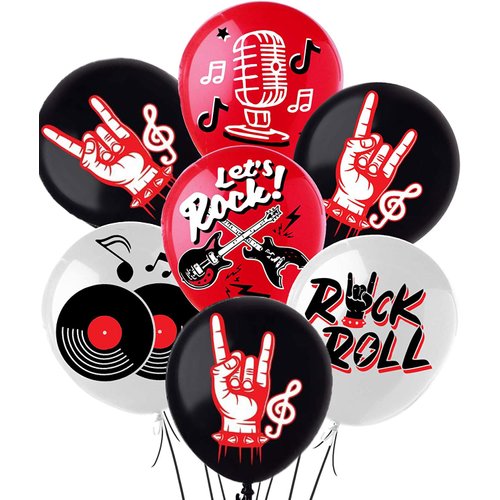 Rock and Roll Party Decoration Balloons 12'' Latex Balloons for Music Theme Party Decorations 1950's Birthday Party Supplies 50s 60s Rock Party Favors