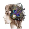 Women Bohemian Peacock Feather Hair Clip Hair Pin Elegant Fascinator Wedding Dance Party Headdress Headwear Hair Accessory Sequined Showgirl Headpiece (Style 2)