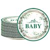 50Pcs Oh Baby Paper Plates Sage Green Baby Shower Party Supplies 7" Sage Greenery Dessert Plates Eucalyptus Plates for Kids Gender Reveal Sage Green Baby Shower Birthday Party Decorations (Green)