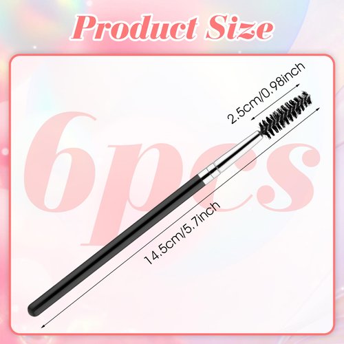 6 PCS Eyelash Brushes Micro Eyebrow Brush, Portable Lash Spoolies Reusable Mascara Wands Eyebrow Spoolies Lamination Brush for Eyelash Brow, Interdental Brushes, Lash Filler Eyebrow Lift Tint