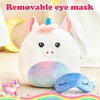 BSTAOFY Cute Unicorn Soft Plush Pillow with Removable Eye Mask Squishy Unicorn Stuffed Animal Cushion Hugging Nap Pillow Valentines Christmas Holiday Birthday Gifts for Toddlers Kids, 12’’