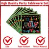 Rakuto Ugly Sweater Party Decorations - 96PCS Ugly Sweater Christmas Party Plates and Napkins Forks Disposable Dinnerware Set It's About to Get Ugly Tacky Sweater Xmas Holiday Party Supplies Serve 24