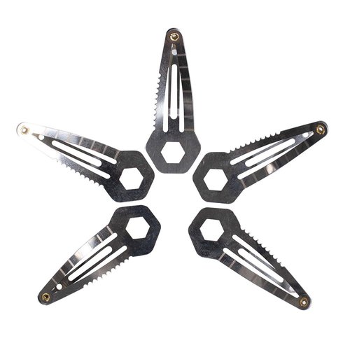Silver Tactical Survival EDC Multi-Tool Hair Clip - Emergency Utility Kit (5 Pack)