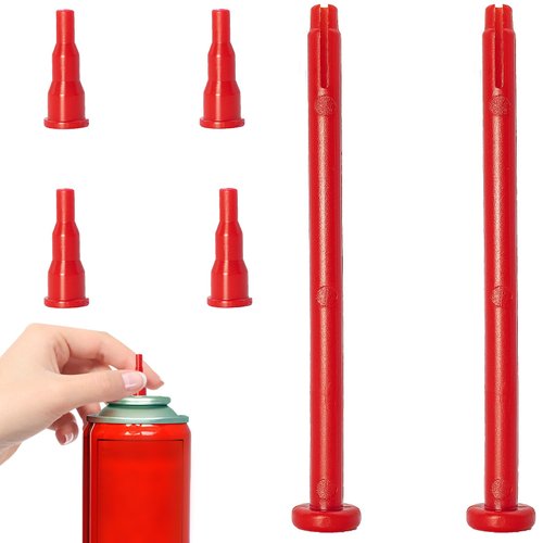 Dexspoeny 6pcs Butane Bottle Adapter - 2 Set Butane Lighter and Torch Refill Adapter, Butane Nozzle Gas Refill or Release Adapter for Short Nozzle's Butane Bottle, Butane Torch, Butane Lighter Red
